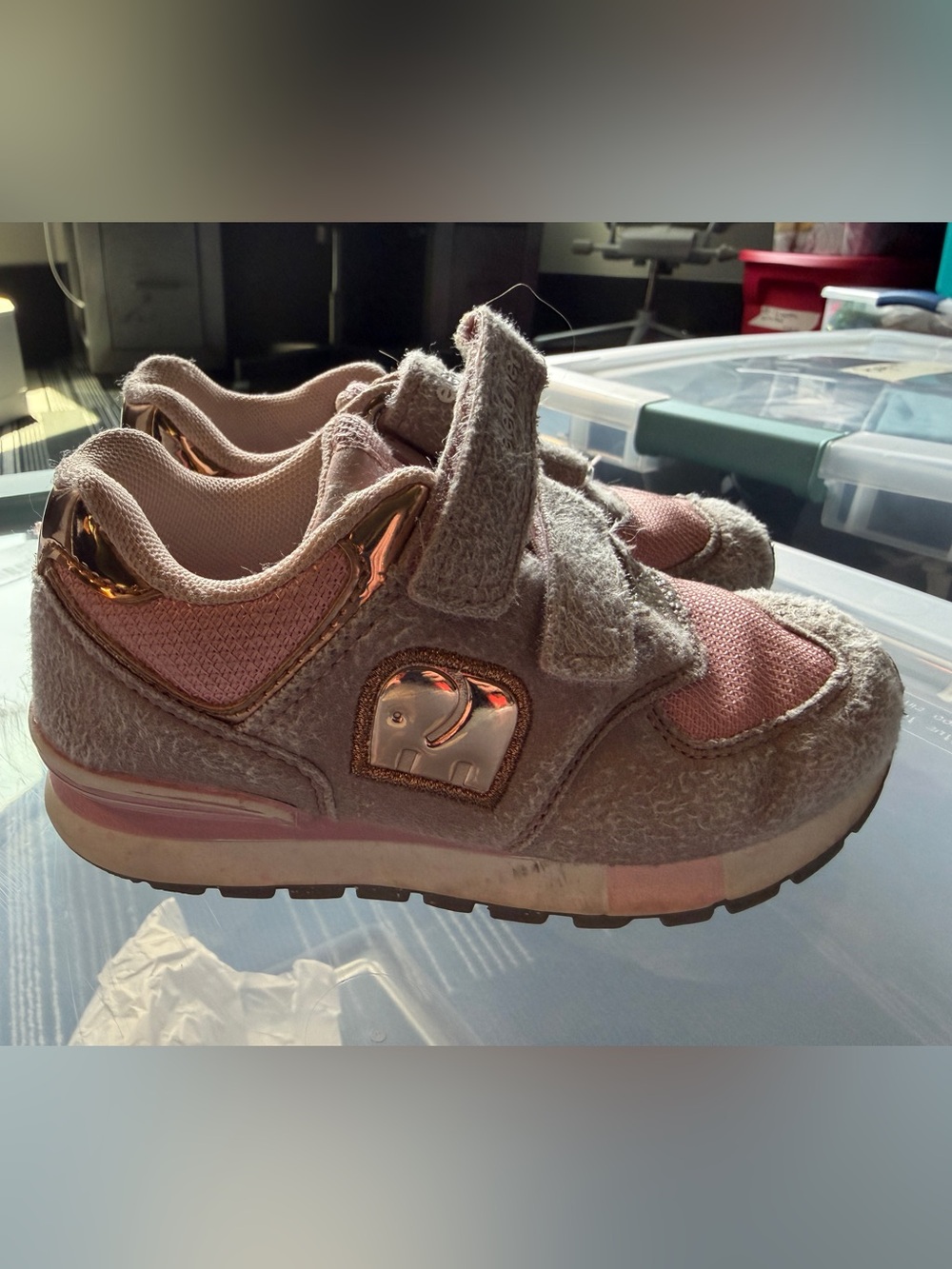 Elefanten Leather Toddler Blush Knit Slip-On Sneakers